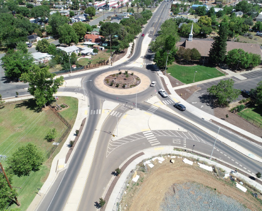 Aerial view of roadway